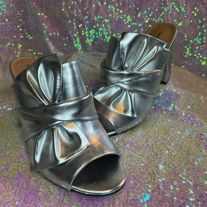 Silver Peep-Toe Heel Slides by Cristian Siriano for Payless